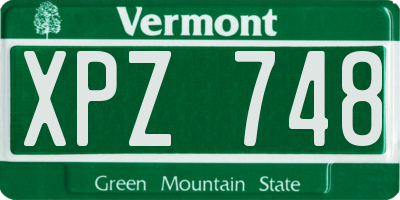 VT license plate XPZ748