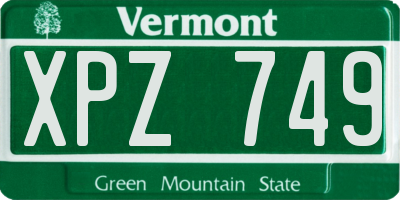 VT license plate XPZ749