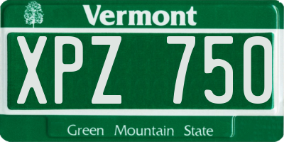 VT license plate XPZ750