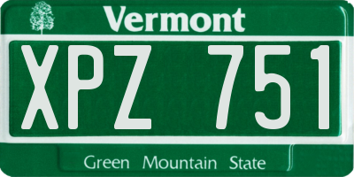VT license plate XPZ751