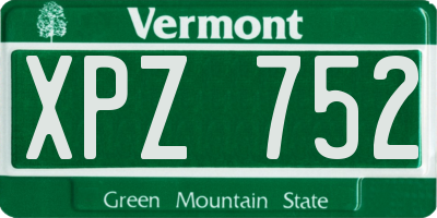 VT license plate XPZ752