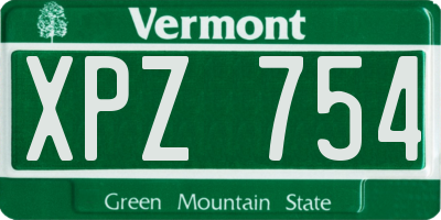 VT license plate XPZ754