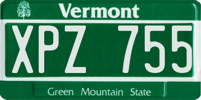 VT license plate XPZ755