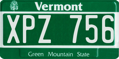 VT license plate XPZ756