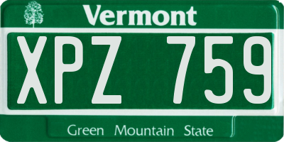 VT license plate XPZ759