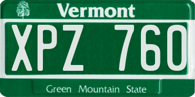 VT license plate XPZ760