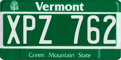 VT license plate XPZ762