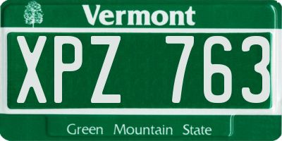 VT license plate XPZ763