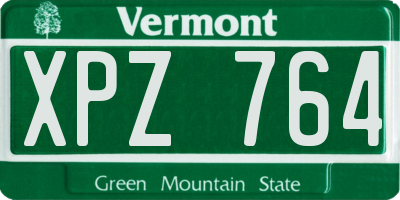 VT license plate XPZ764