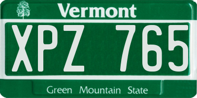 VT license plate XPZ765