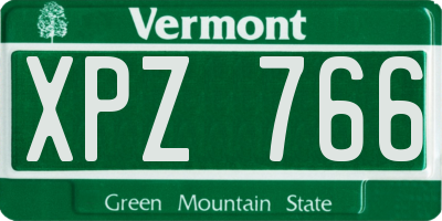VT license plate XPZ766