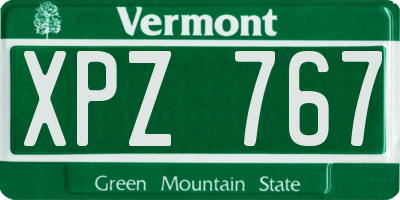VT license plate XPZ767