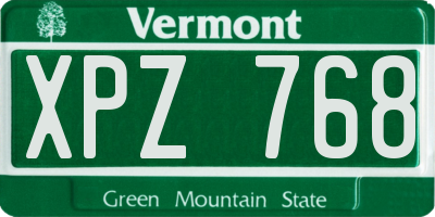 VT license plate XPZ768