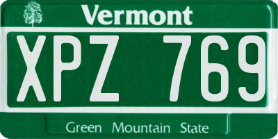 VT license plate XPZ769