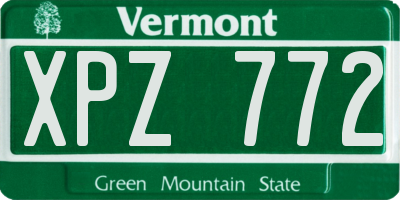 VT license plate XPZ772