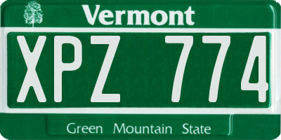 VT license plate XPZ774