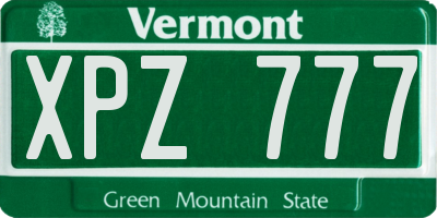 VT license plate XPZ777