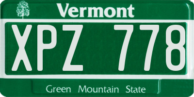 VT license plate XPZ778