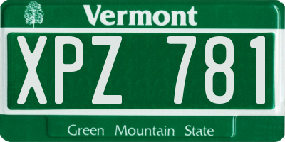 VT license plate XPZ781