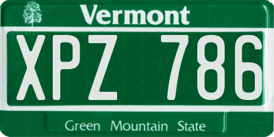 VT license plate XPZ786