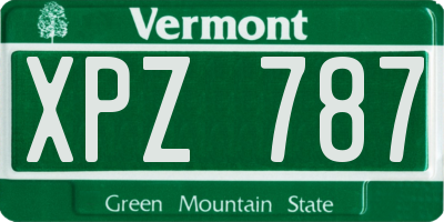 VT license plate XPZ787