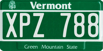 VT license plate XPZ788