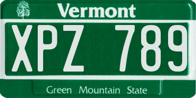 VT license plate XPZ789