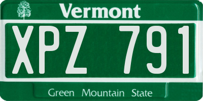 VT license plate XPZ791