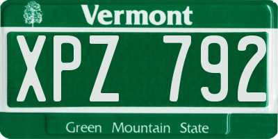 VT license plate XPZ792