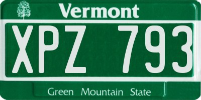 VT license plate XPZ793