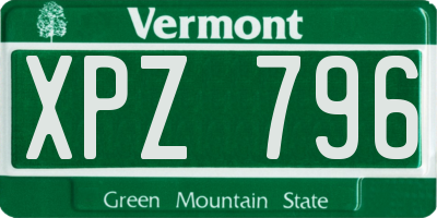 VT license plate XPZ796