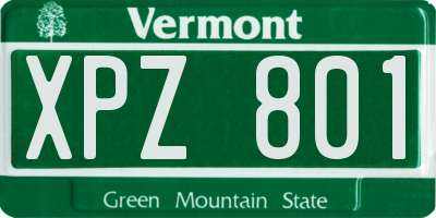 VT license plate XPZ801