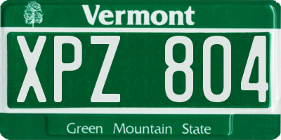 VT license plate XPZ804