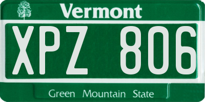 VT license plate XPZ806