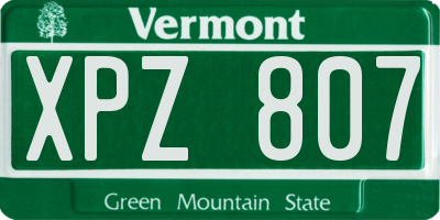 VT license plate XPZ807