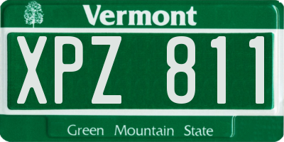 VT license plate XPZ811