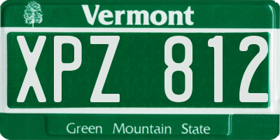 VT license plate XPZ812