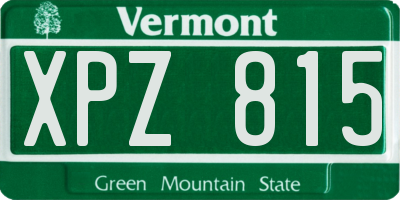 VT license plate XPZ815