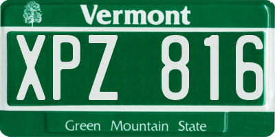 VT license plate XPZ816