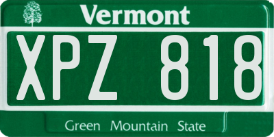 VT license plate XPZ818