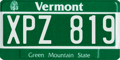 VT license plate XPZ819