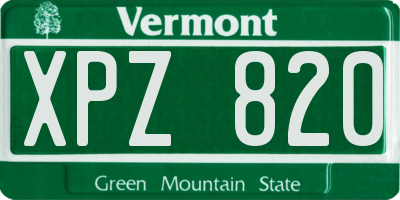 VT license plate XPZ820