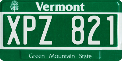 VT license plate XPZ821