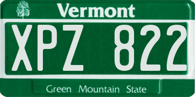 VT license plate XPZ822