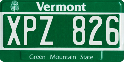 VT license plate XPZ826