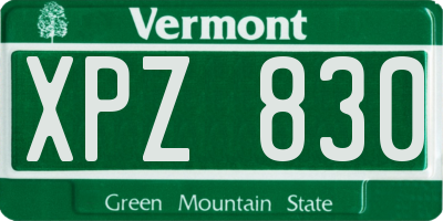 VT license plate XPZ830