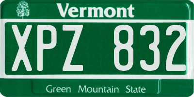 VT license plate XPZ832