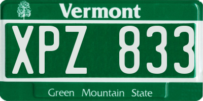 VT license plate XPZ833