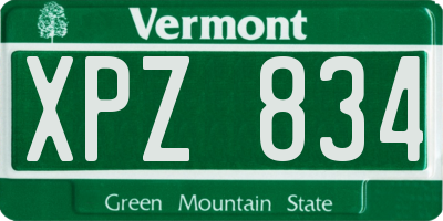 VT license plate XPZ834