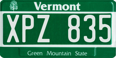 VT license plate XPZ835